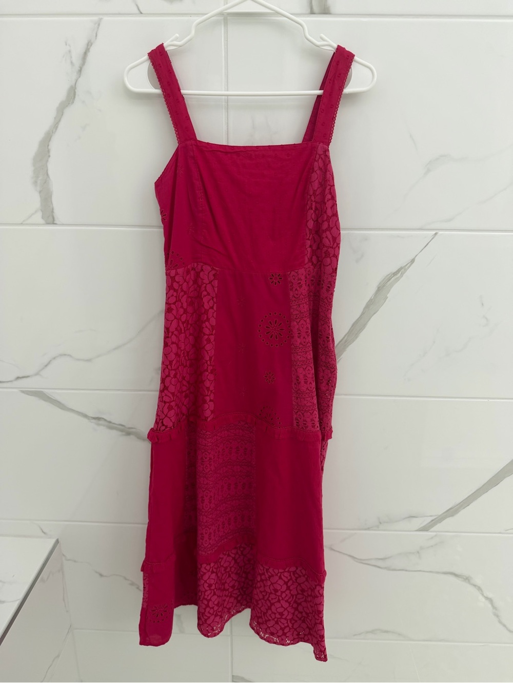 Chelsea28 Fuchsia Patchwork Midi Dress